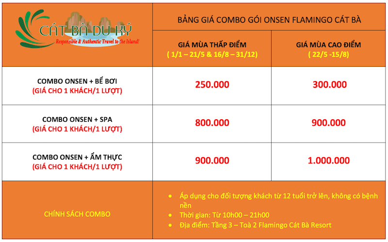 Giá combo tắm Onsen Flamingo Cát Bà