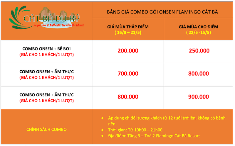 Giá combo tắm Onsen Cát Bà