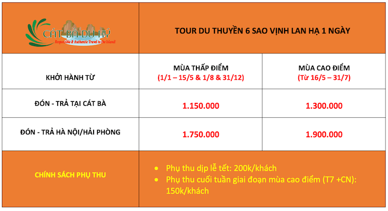 Giá tour du thuyền Serenity Grandeur